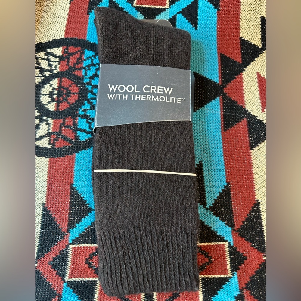 Wool Crew Socks with Thermolite - Brown